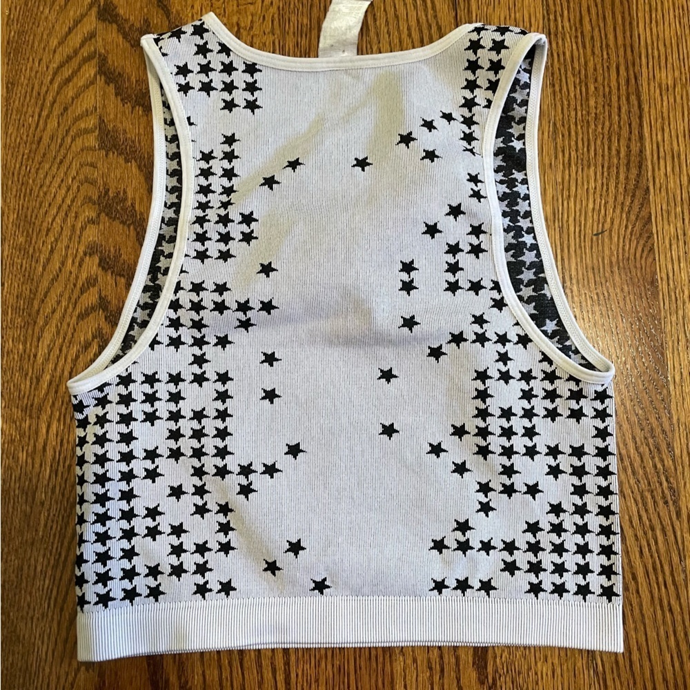 Fabletics Activewear Workout White Stars Razorback Tank Size Small - Picture 3 of 7